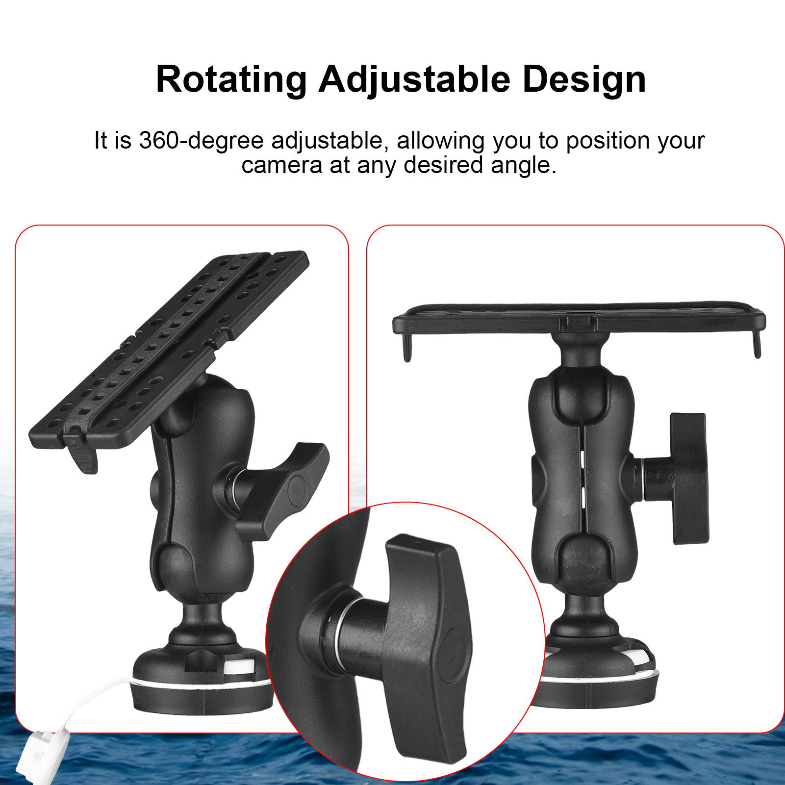 Fishing Kayak Fish Finder Mount - 직사각형 베이스 카약 레일 설치 시스템