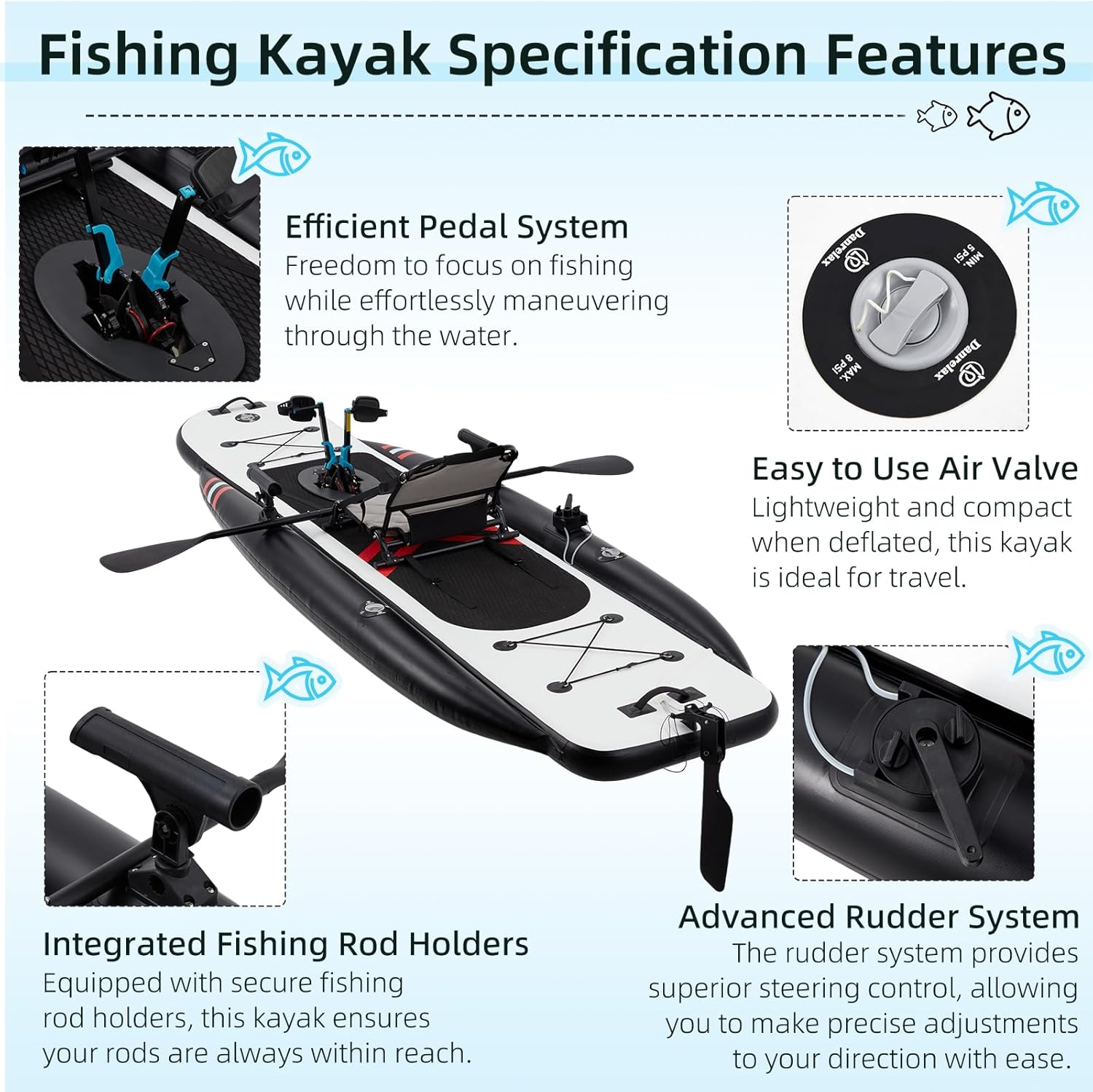 12피트 프리미엄 PVC 풍선식 낚시 카약 – 페달 구 - Fishing Kayak Seat 리뷰 및 가격