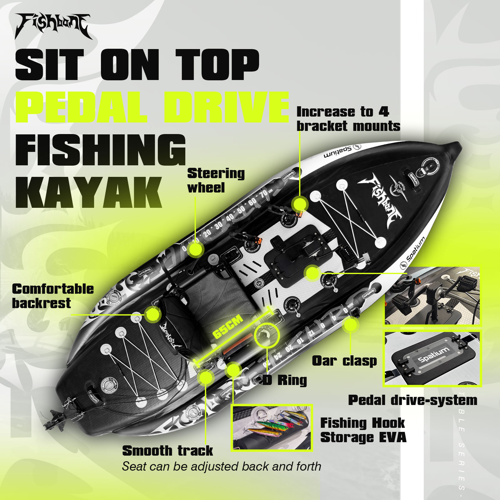 스파티움 낚시 카약 보트 페달 드라이브 싯온탑 페달 드 - Fishing Kayak Sit On Top 리뷰 및 가격